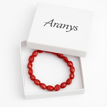Masivní náramek červený korál Mila