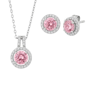 Ocelová souprava s růžovými zirkony Raquel