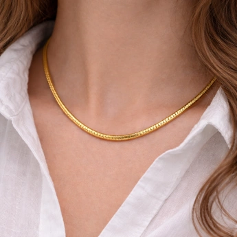 Ocelový náhrdelník Struna 2 mm – zlacená chirurgická ocel