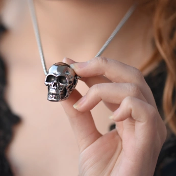 Ocelový přívěsek lebka s řetízkem zdarma Skull