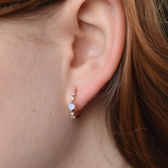 Stříbrné náušnice s modrým opálem a zirkony Daylight