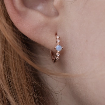 Stříbrné náušnice s modrým opálem a zirkony Daylight