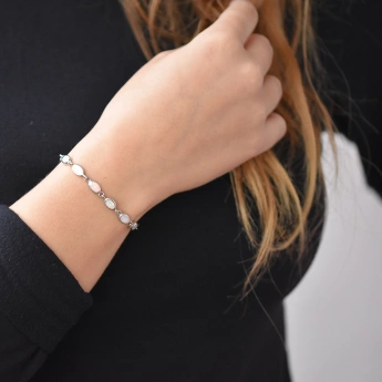 Stříbrný náramek opál Alicia Bílý