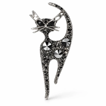 Brož Kočka s krystaly Swarovski