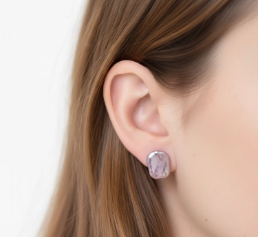 Náušnice zlacené pecky - říční perly bílé, růžové Lagoon