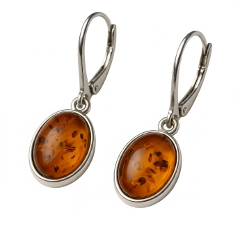 Stříbrné náušnice jantar Brown