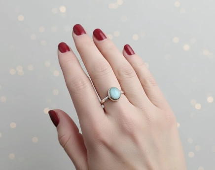 Stříbrný prsten larimar Bamoer