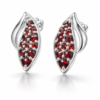 Stříbrné náušnice garnet český granát Claura
