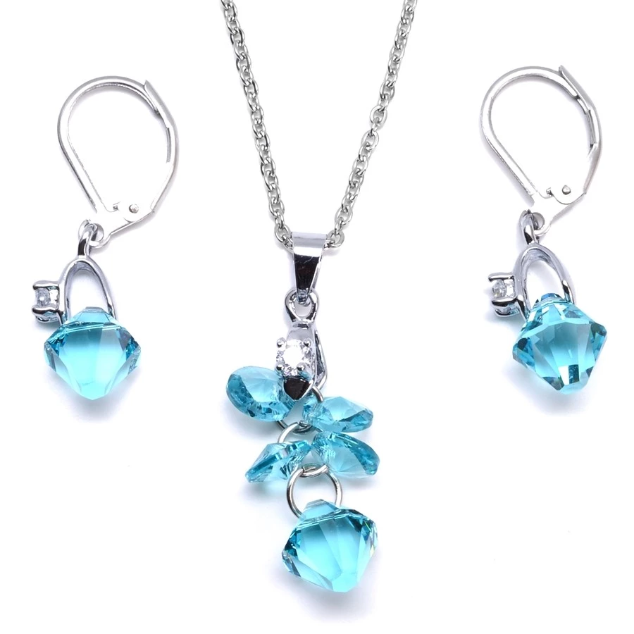 Ocelová souprava Swarovski Aquamarine