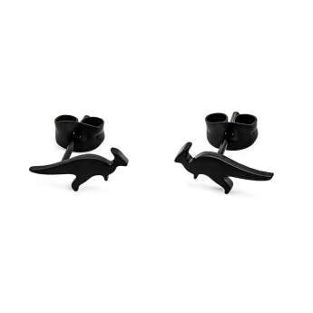 Ocelové náušnice černé Kangaroo