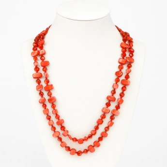 Náhrdelník korálky bordó Walie