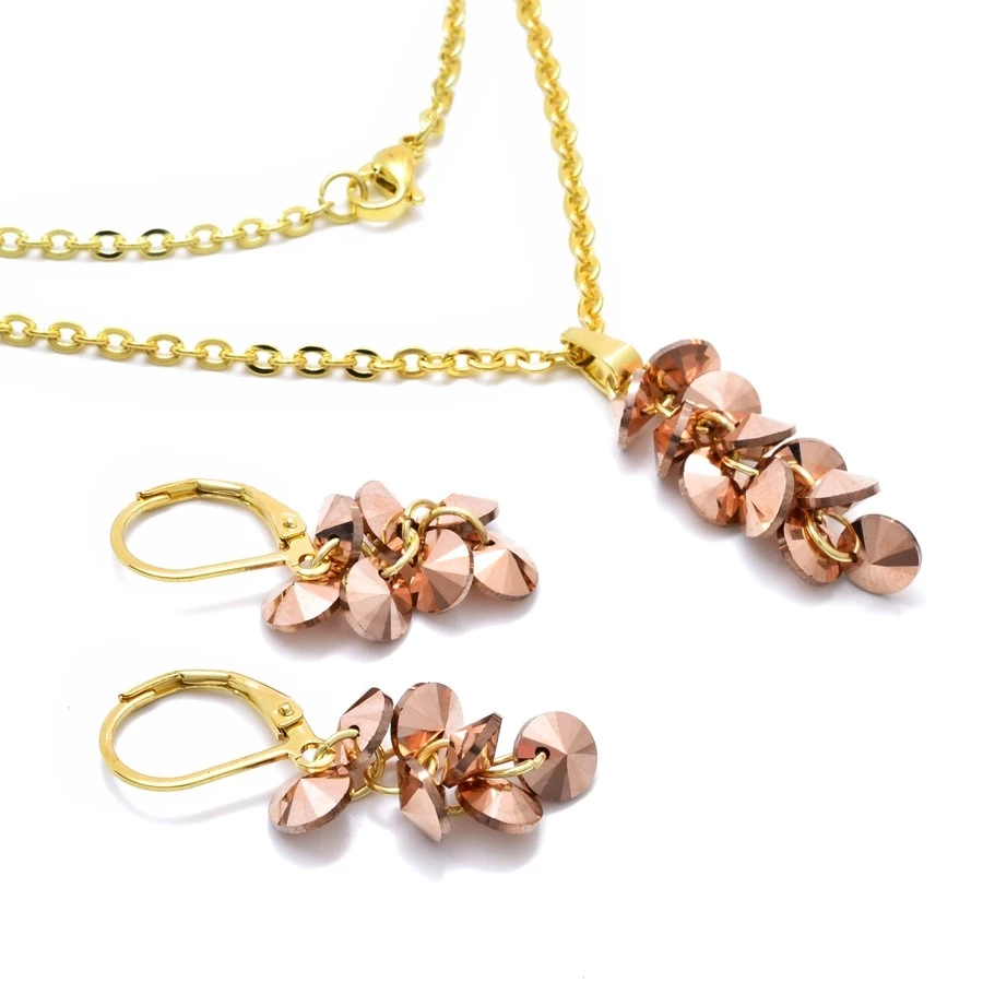 Ocelová souprava Swarovski zlacená Suri