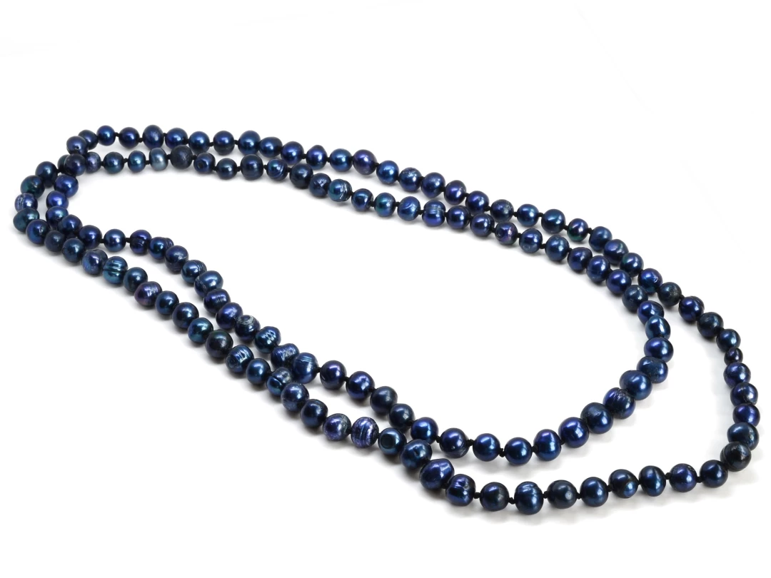 Náhrdelník říční perly modré 120 cm Josephine