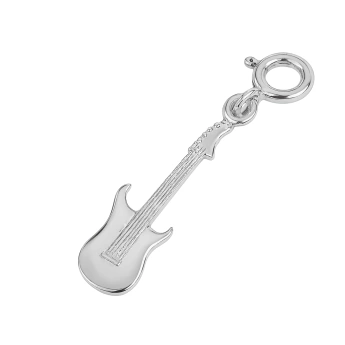 Stříbrný přívěsek kytara na karabinu Fender