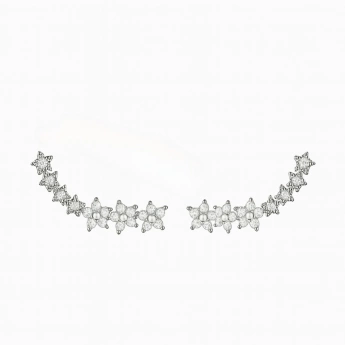 Stříbrné náušnice větvička se zirkony – náušnice podél ucha