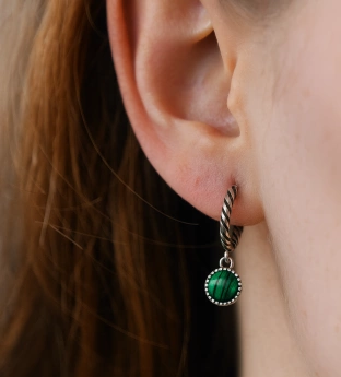 Malachit náušnice Plér