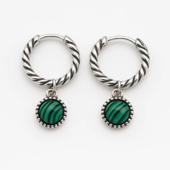 Malachit náušnice Plér