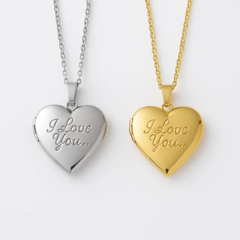 Ocelový medailonek srdce s nápisem I love you