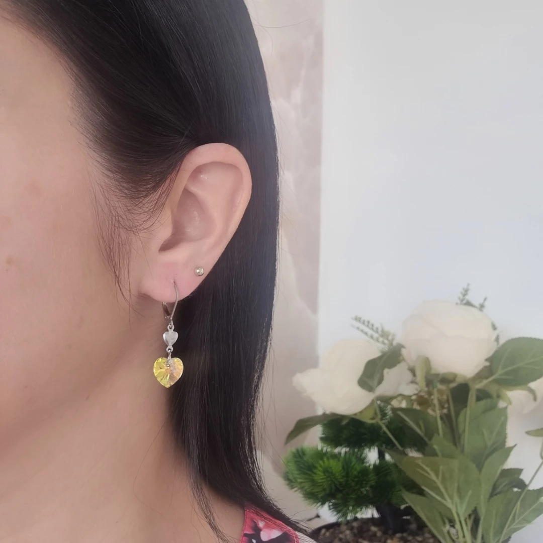 Ocelové náušnice srdce s krystaly Swarovski Clarisa