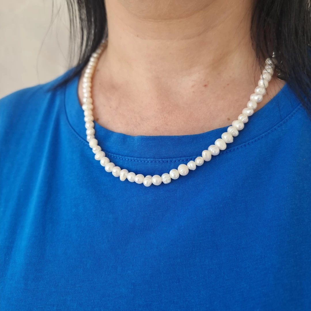 Náhrdelník říční perly bílé