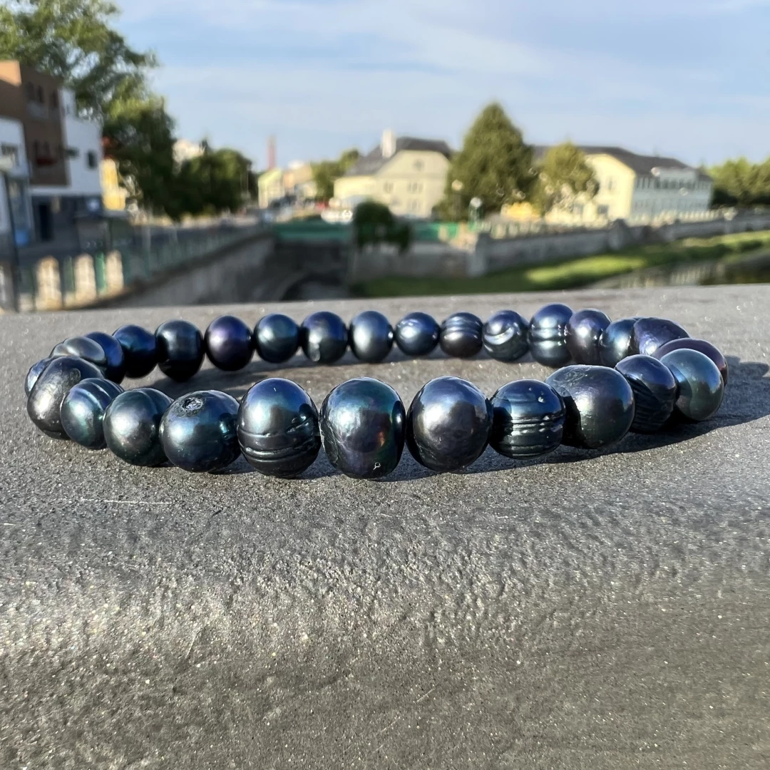 Náramek říční perly modrý