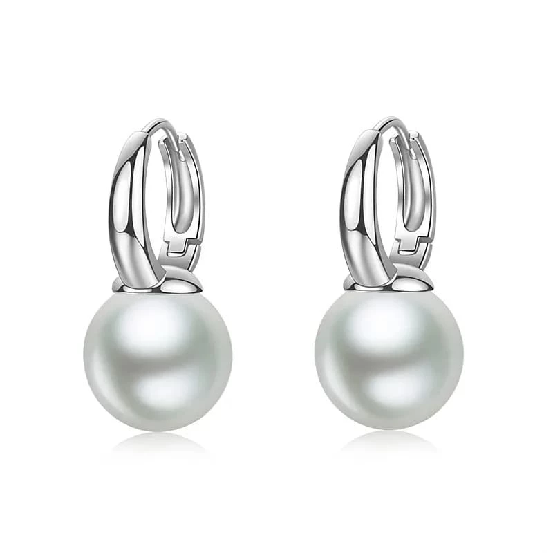 Stříbrné náušnice kulička - bílá perla