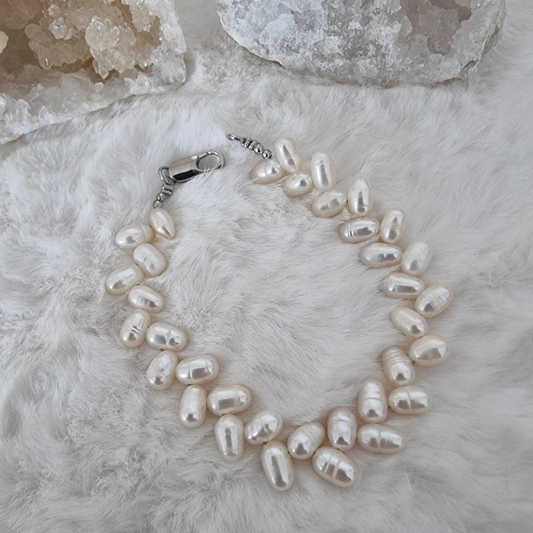 Náramek říční perly bílé