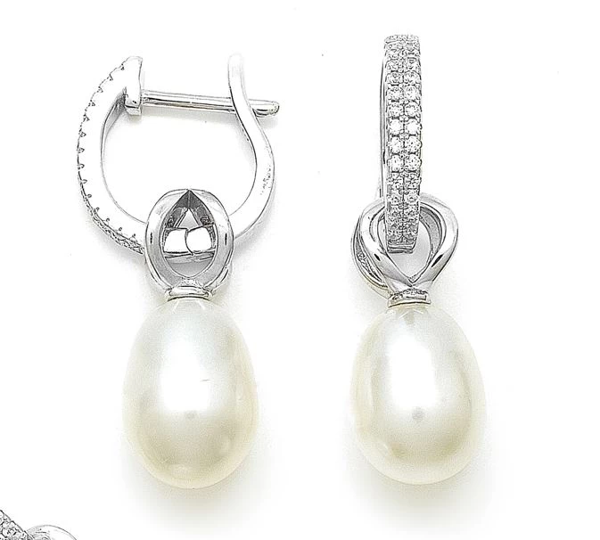 Stříbrné náušnice kapky perly bílé