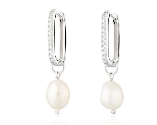 Náušnice říční perly bílé