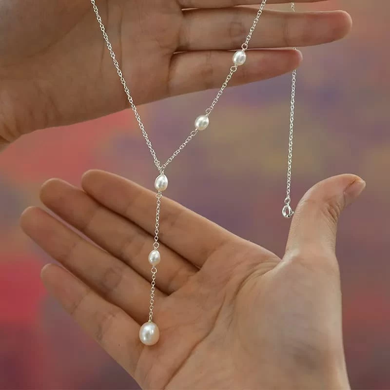 Stříbrný náhrdelník s perlami Meliza