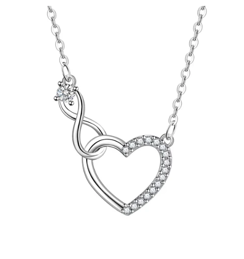Stříbrný náhrdelník srdce a nekonečno Infinity