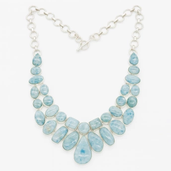 Stříbrný náhrdelník larimar exkluziv Eiwa