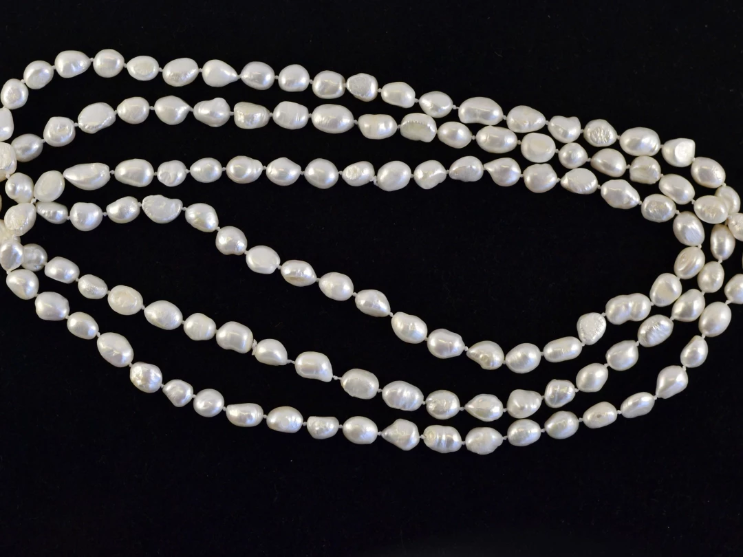 Náhrdelník říční perly bílé, 160 cm