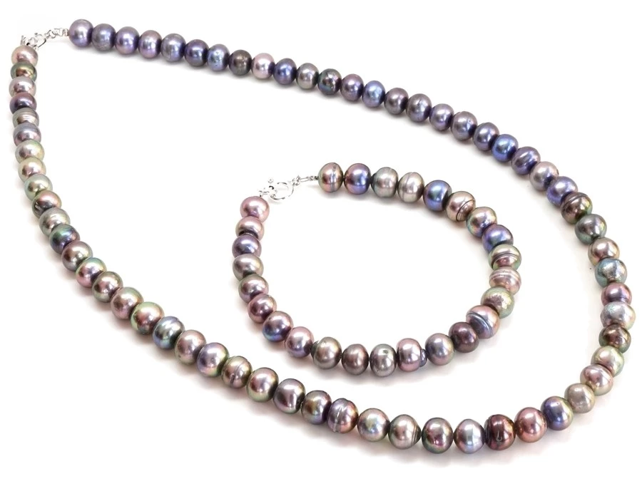 Náhrdelník říční perly fialové Purpe