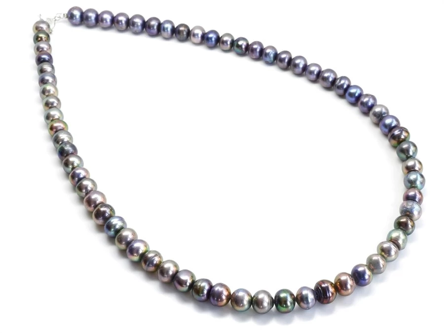 Ocelový náhrdelník z fialových říčních perel Purple