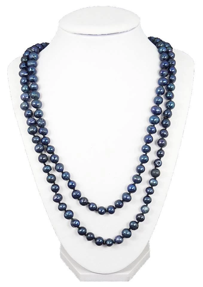 Náhrdelník říční perly modré 120 cm