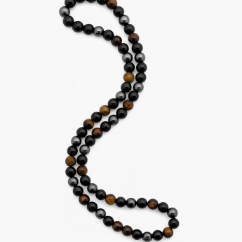 Pánský minerální náhrdelník – Hematit, Onyx & Tygří oko