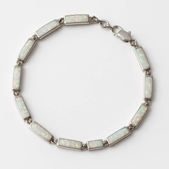 Stříbrný náramek bílý opál Oresta