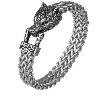 Vikinský pánský náramek s vlčí hlavou z nerezové oceli