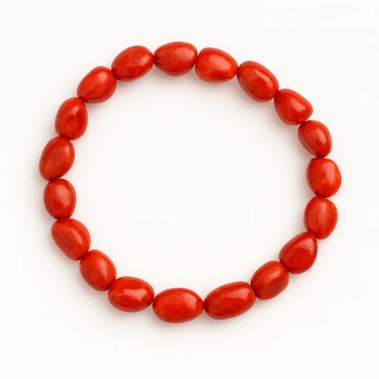 Náramek válečky - červený korál 1532