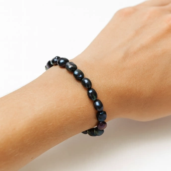 Náramek říční perly černé Bruno