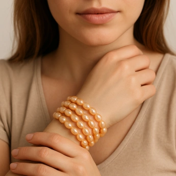 Perličkový náramek lososový