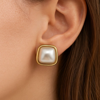 Náušnice klipsy s perlou Vayana