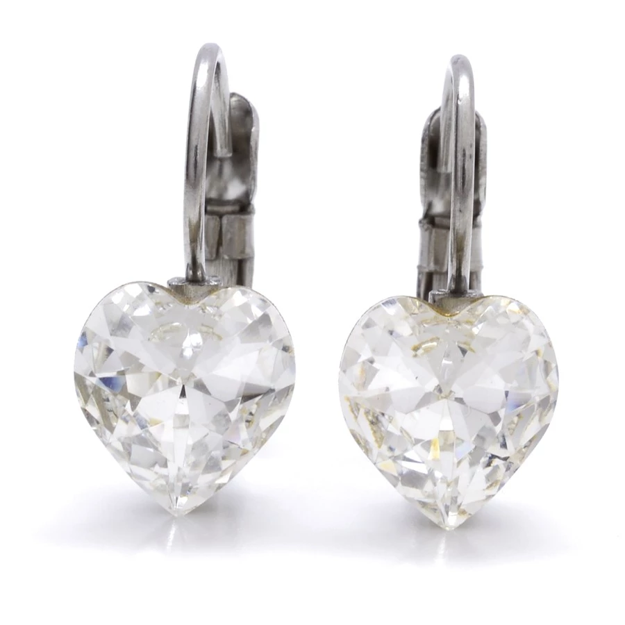 Ocelové náušnice srdce Swarovski čiré Michalina Čirá