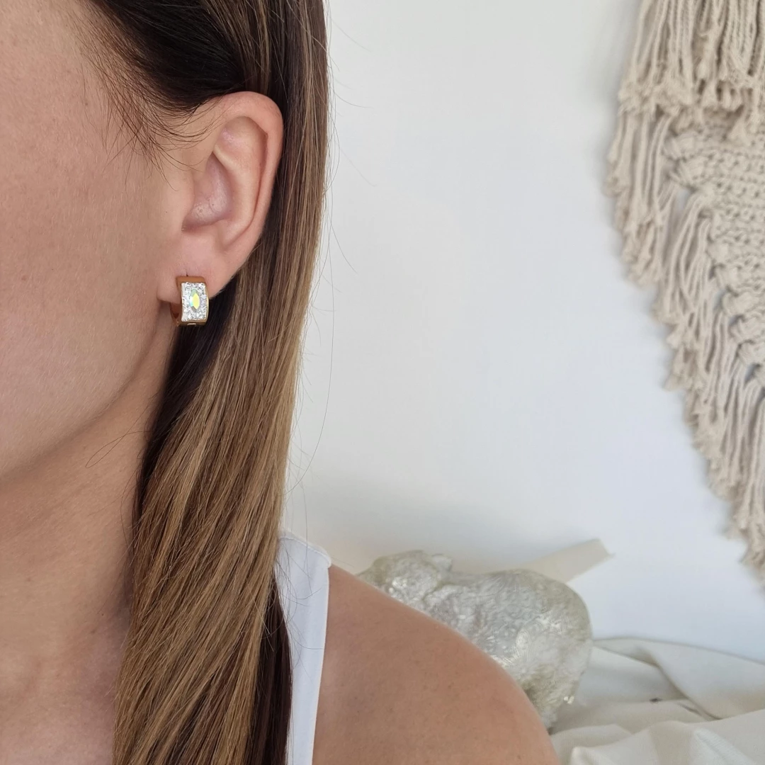 Ocelové zlacené náušnice s krystalem Swarovski Soriaya
