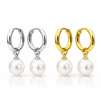 Ocelové perlové náušnice s klapkou