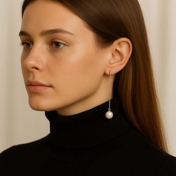 Stříbrné visací náušnice s perlou