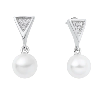 Stříbrné náušnice s perlou visící Lolilie