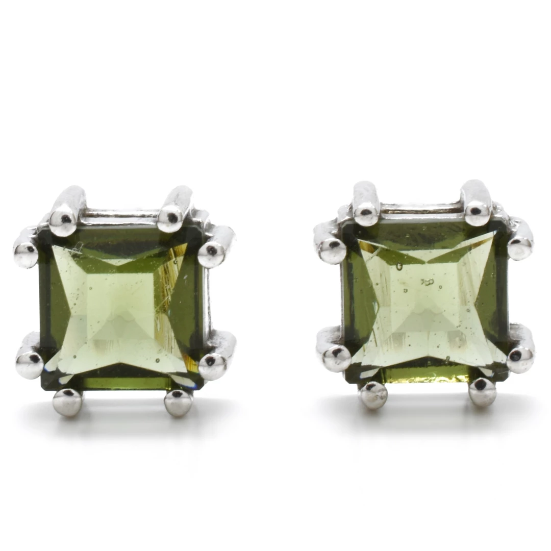 Stříbrné náušnice s vltavínem Veltis