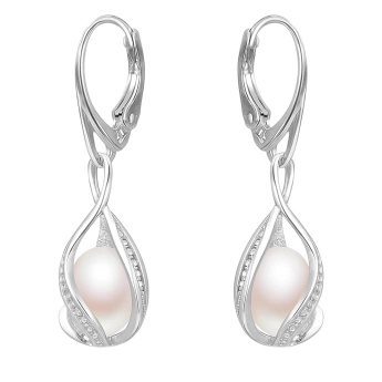 Stříbrné náušnice kapky perly bílé Segast
